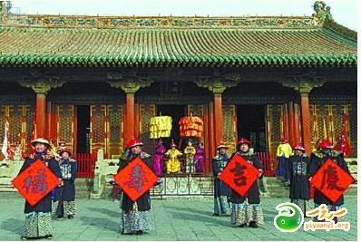 沈阳故宫重现的清初皇宫春节盛典仪式现场。
